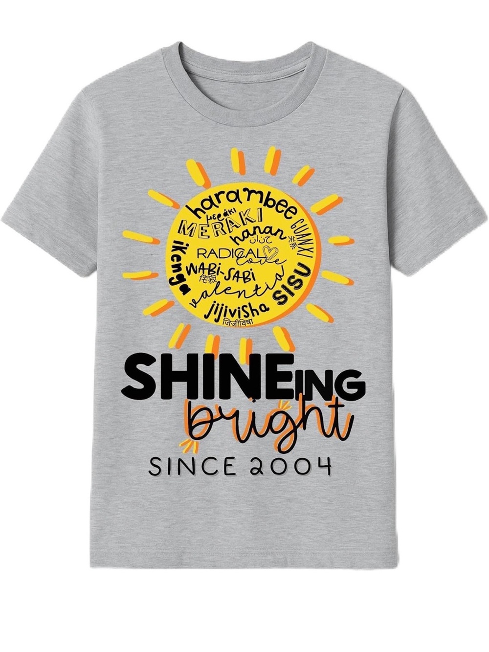 French Toast Kipp Texas Gray Tee with Yellow Sun and Black & Orange Text